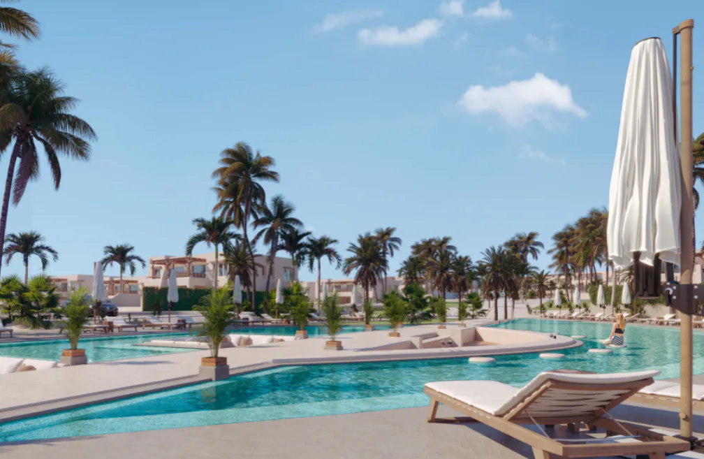 شاليه 3 غرف في هاسيندا بلو من بالم هيلز للتعمير للبيع في الساحل الشمالي | Forsa Property